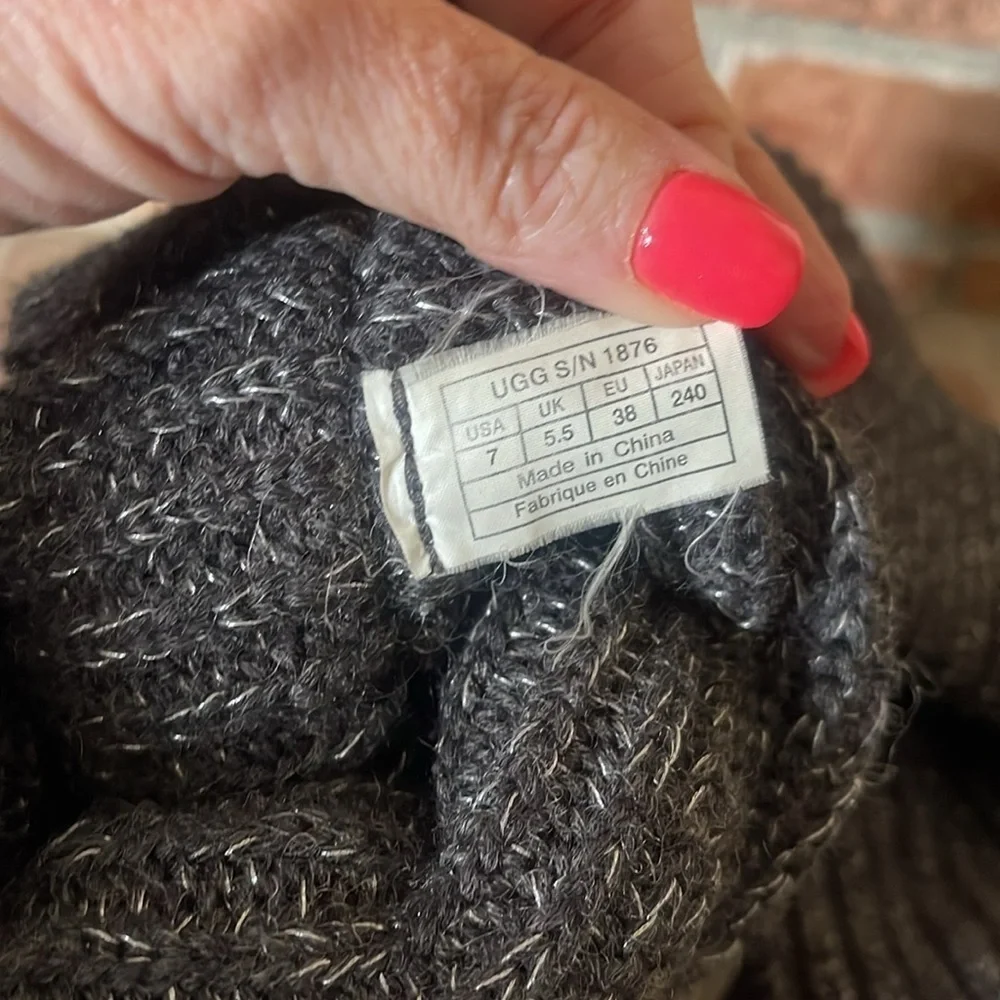 UGG Classic Cardy Button Detailed Dark Gray Knit Boots